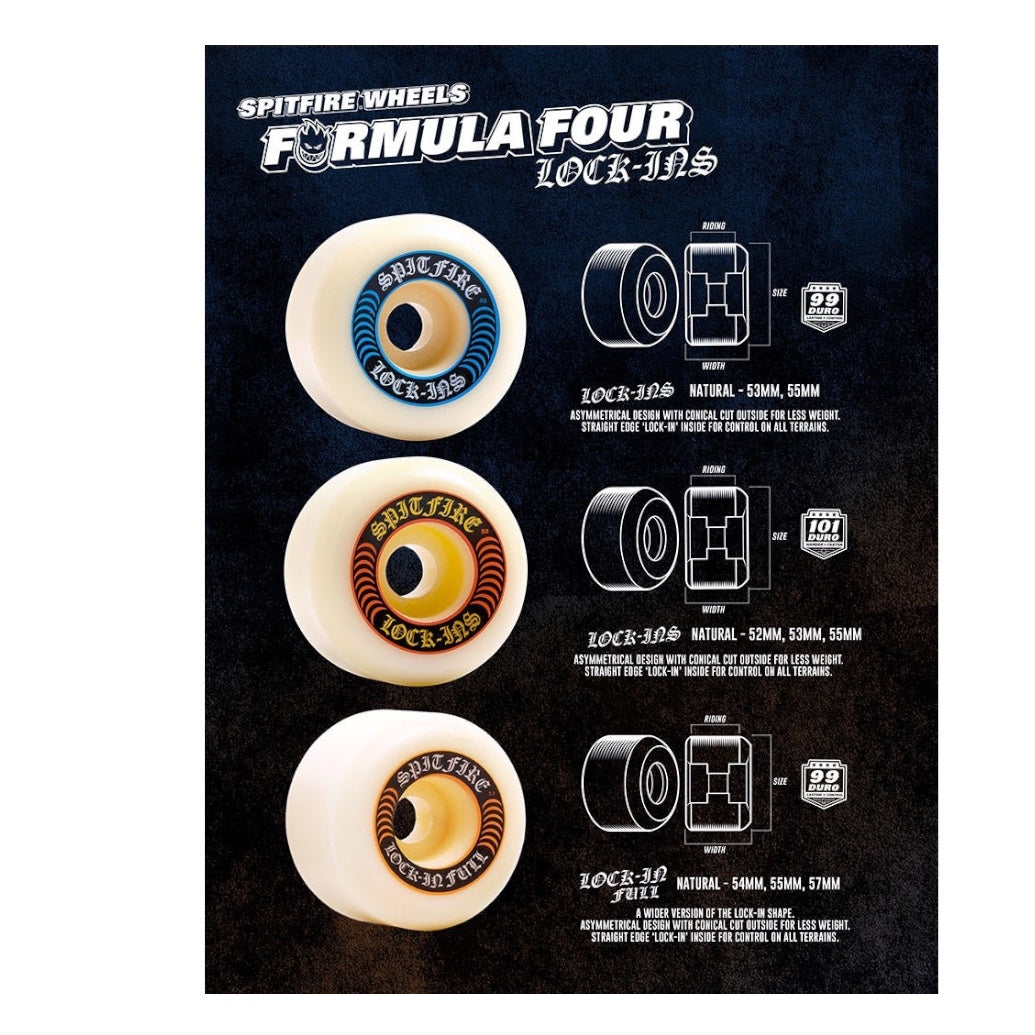 Spitfire Formula Four Lock In Full (Orange) Skateboard Wheels - The Snowboard Shop