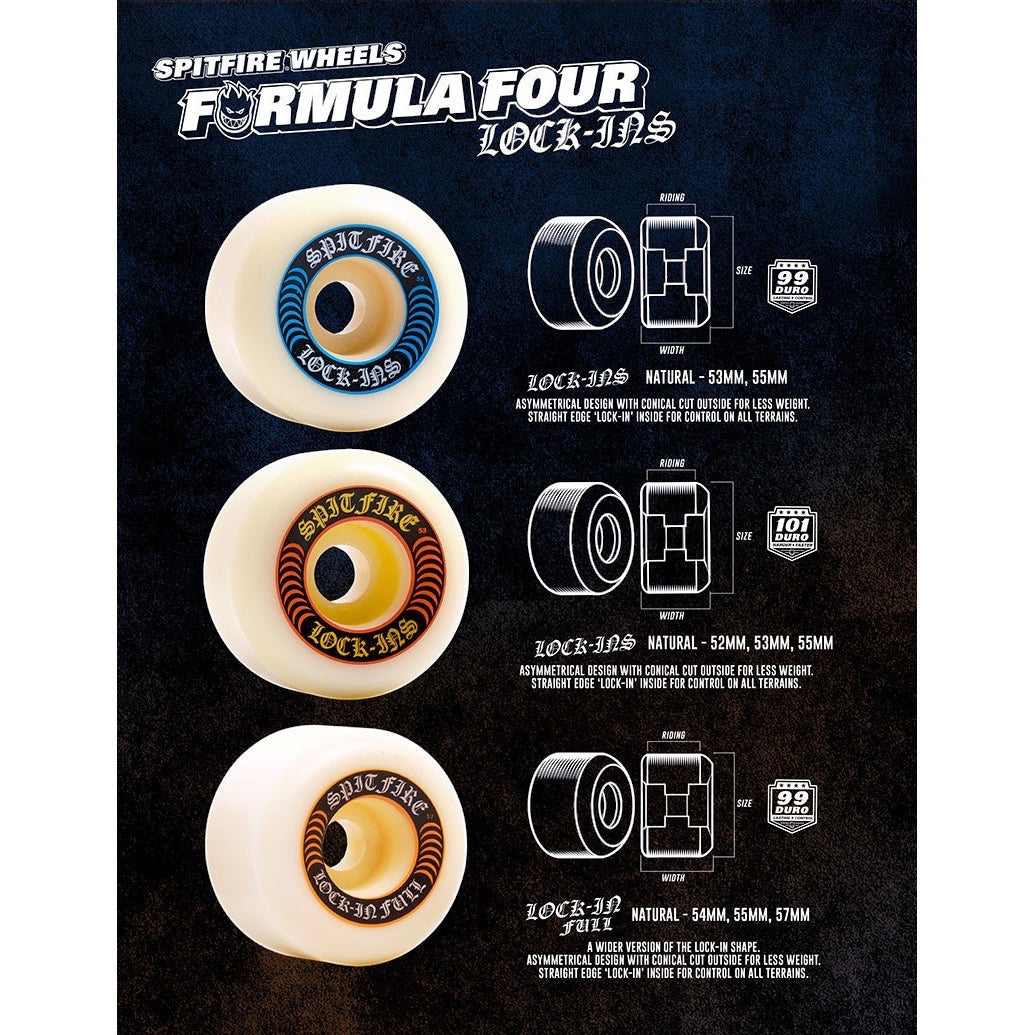 Spitfire Formula Four Lock Ins (Red) Skateboard Wheels - The Snowboard Shop