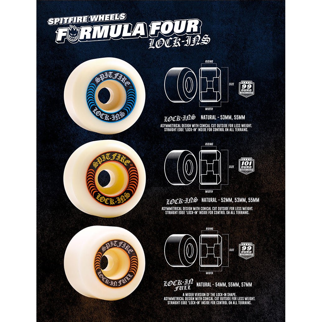 Spitfire Formula Four Lock Ins (Red) Skateboard Wheels - The Snowboard Shop